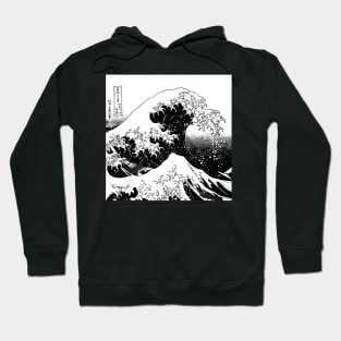 The Great Wave off Kanagawa - Black and White Hoodie